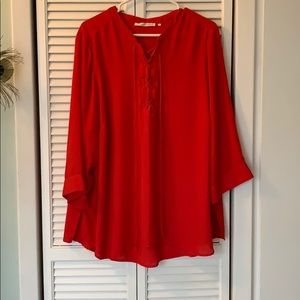 Red tie up blouse! Plus size!